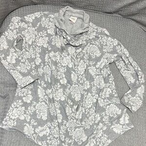 Knox Rose soze XL Cozy Grey and White Floral Cowl Neck Top 4 for $20 sale
